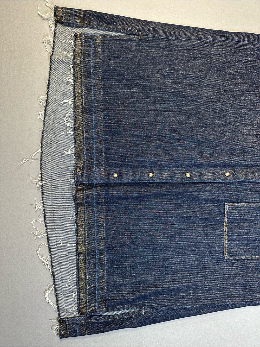 Momoni Aura Denim Laminé Shirt, Snap Front, Raw Hem - Women 42 US 12/14 - Picture 12 of 15